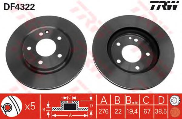 Disco de freno delantero TRW DF4322