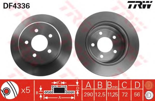 DF4336 TRW Freno de disco trasero