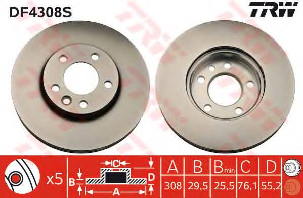 Comprar DF4308S TRW Freno de disco delantero