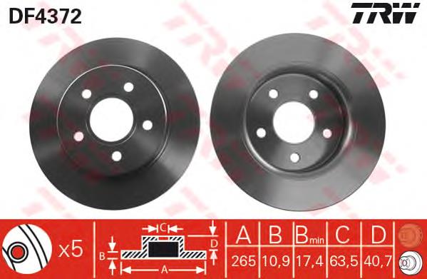 DF4372 TRW Freno de disco trasero