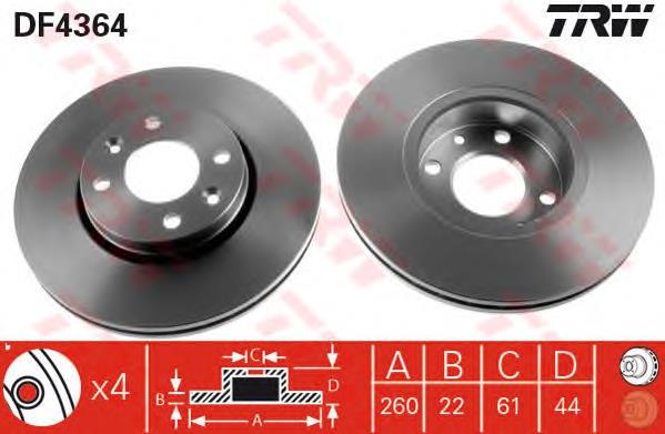 Frenos delanteros TRW DF4364 precio, desde 29,92 EUR