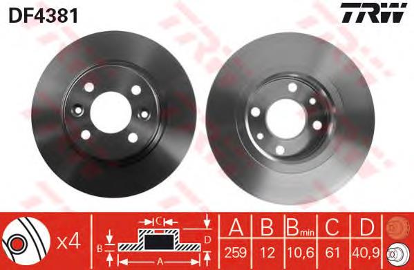 Disco de freno DF4381 TRW
