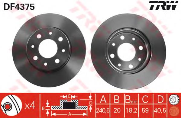 Disco de freno delantero TRW DF4375