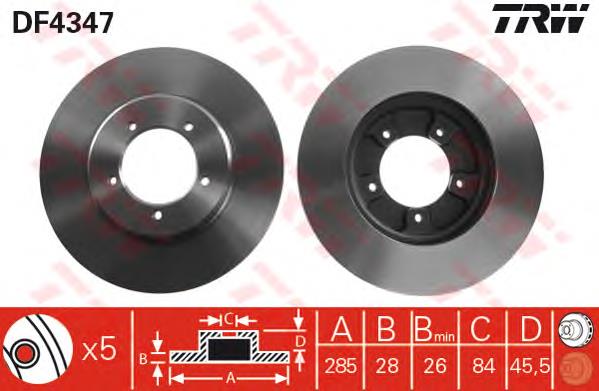 Freno de disco delantero DF4347 TRW