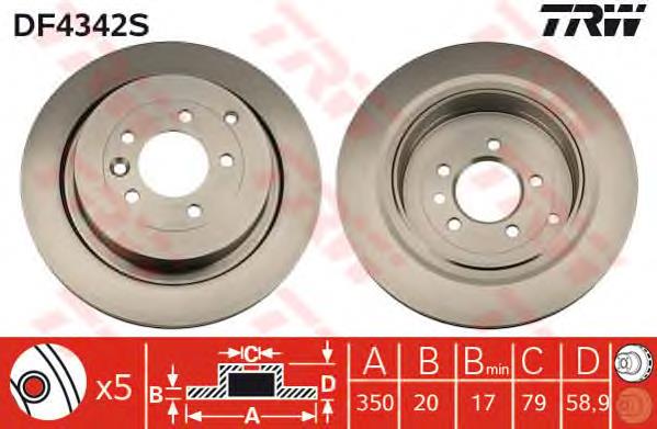 Comprar DF4342S TRW Disco de freno trasero