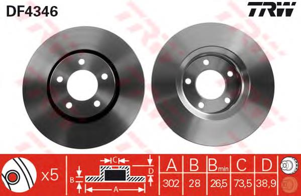 Comprar DF4346 TRW Freno de disco delantero