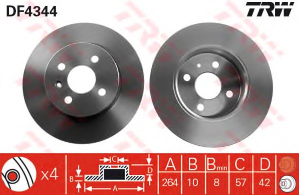 Disco de freno trasero TRW DF4344 precio, desde 25,36 EUR