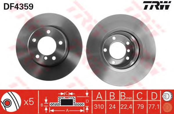 Disco de freno DF4359 TRW