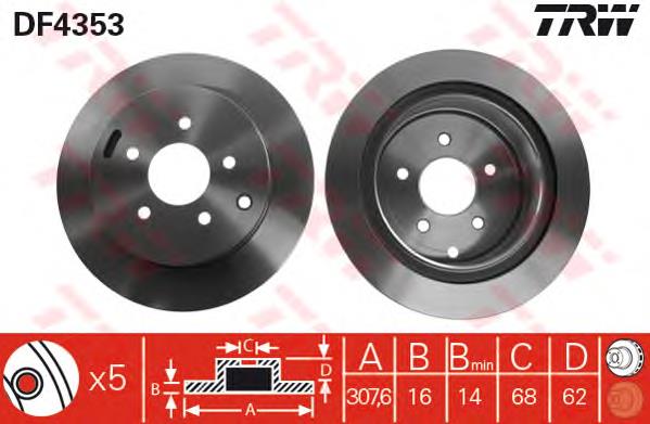 DF4353 TRW Freno de disco trasero