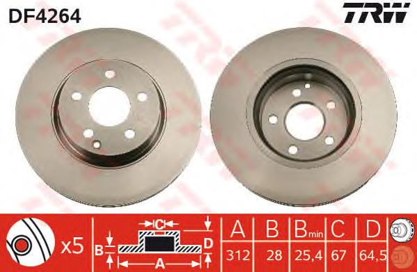 Disco de freno DF4264 TRW