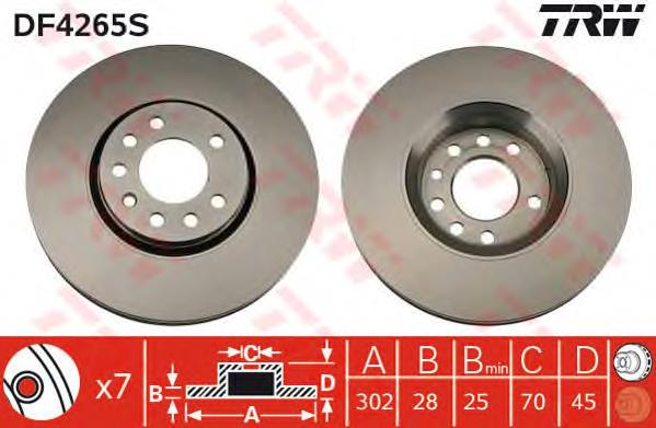 Disco de freno delantero TRW DF4265S