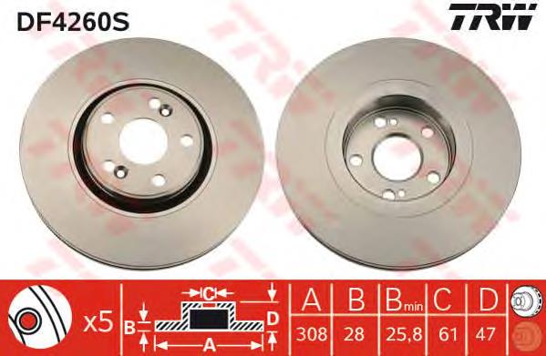 Disco de freno delantero TRW DF4260S