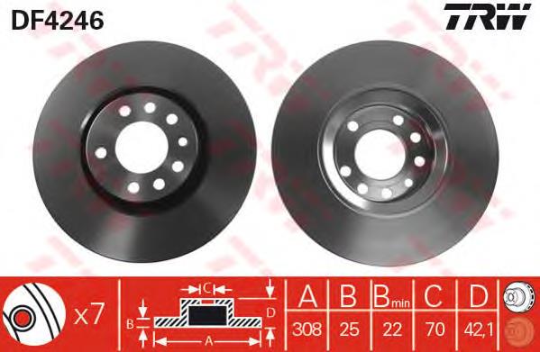 Frenos delanteros TRW DF4246 precio, desde 43,66 EUR