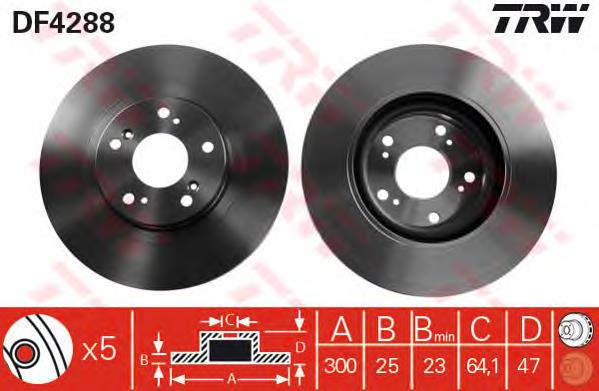 Freno de disco delantero DF4288 TRW