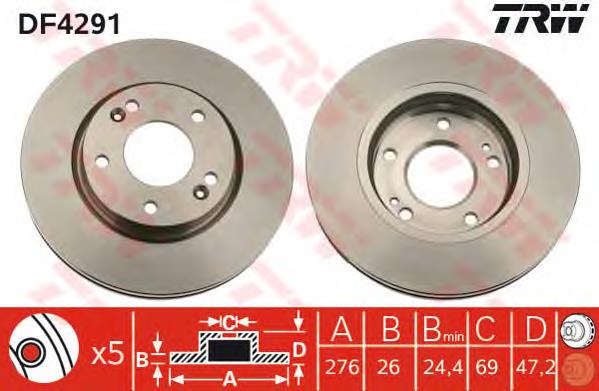 Disco de freno DF4291 TRW