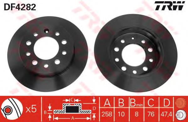 Comprar DF4282 TRW Disco de freno trasero