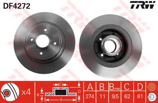 Disco de freno trasero TRW DF4272 precio, desde 96,39 EUR
