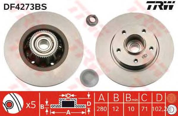 Disco de freno trasero TRW DF4273BS precio, desde 99,79 EUR