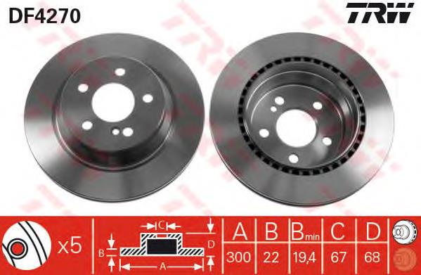 Comprar DF4270 TRW Disco de freno trasero