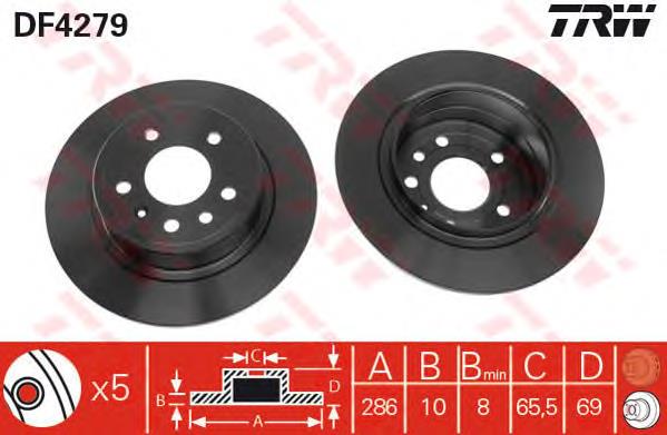 DF4279 TRW Freno de disco trasero