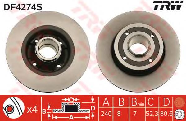 Comprar DF4274S TRW Disco de freno trasero