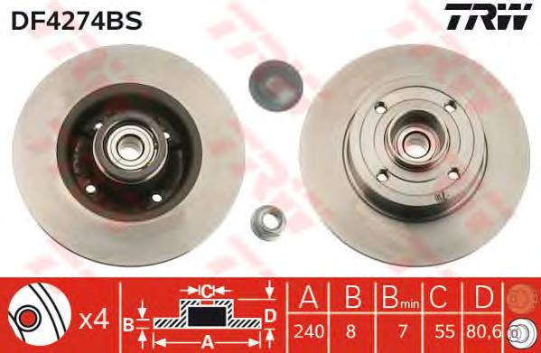 DF4274BS TRW Freno de disco trasero