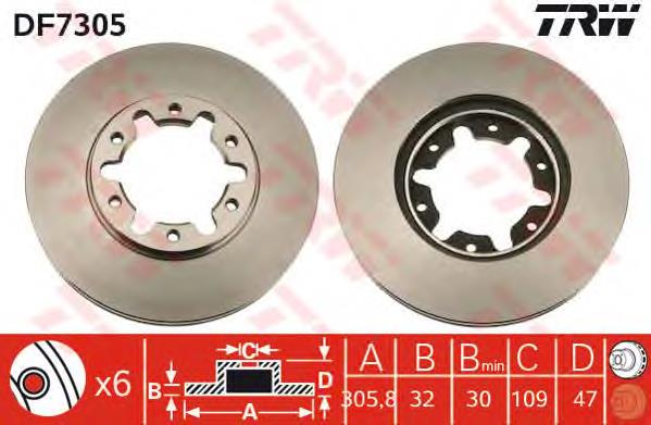 DF7305 TRW freno de disco delantero