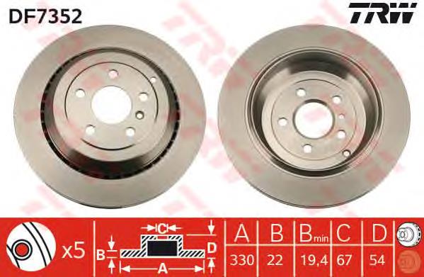 Disco de freno trasero TRW DF7352 precio, desde 49,39 EUR