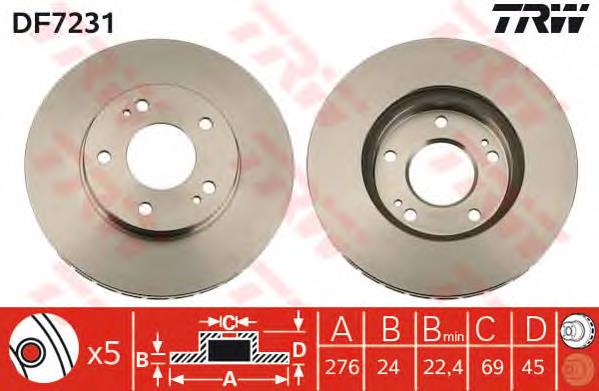 Disco de freno delantero TRW DF7231