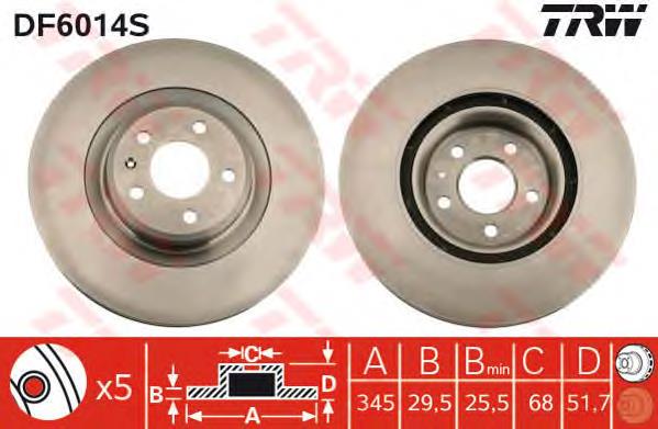 Disco de freno DF6014S TRW