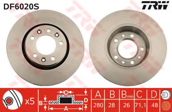 Comprar DF6020S TRW Freno de disco delantero