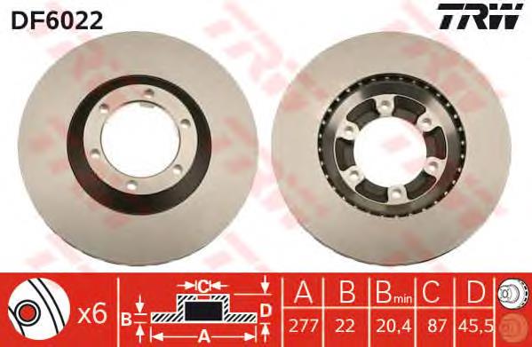 Disco de freno delantero TRW DF6022