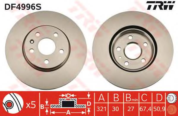 Disco de freno DF4996S TRW