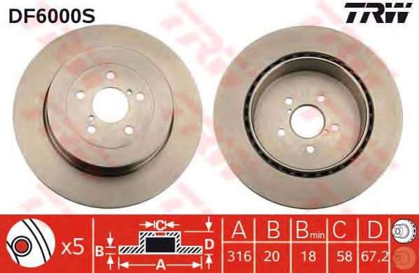 Disco de freno trasero CD7750V Bremsi