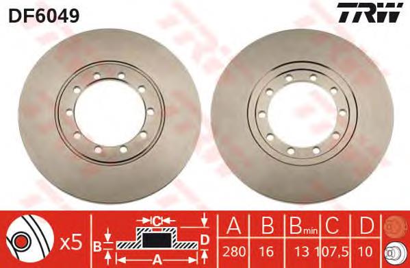 DF6049 TRW Freno de disco trasero