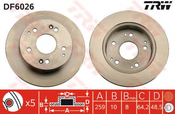 Comprar DF6026 TRW Disco de freno trasero