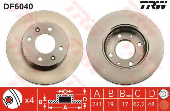 Comprar DF6040 TRW Freno de disco delantero