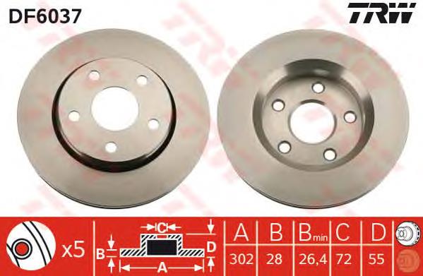 Disco de freno delantero TRW DF6037