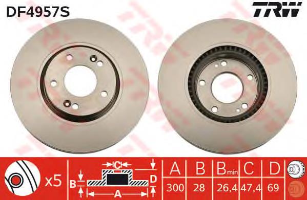 Disco de freno DF4957S TRW