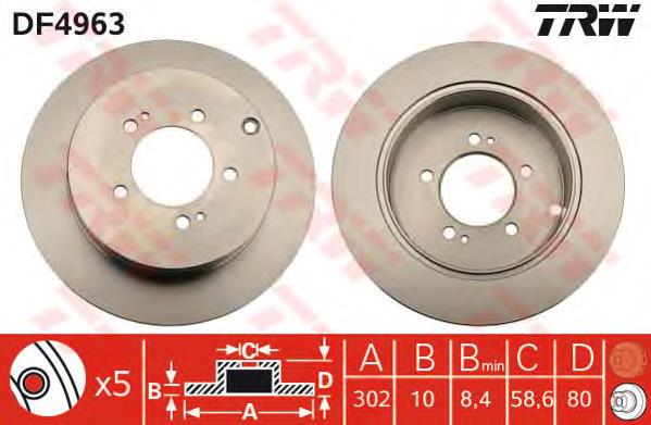 Comprar DF4963 TRW Disco de freno trasero