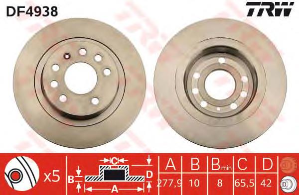 Comprar DF4938 TRW Disco de freno trasero