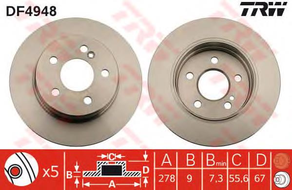 Comprar DF4948 TRW Disco de freno trasero