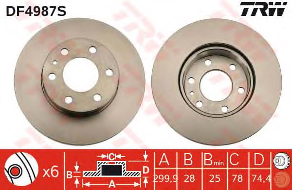 Disco de freno DF4987S TRW