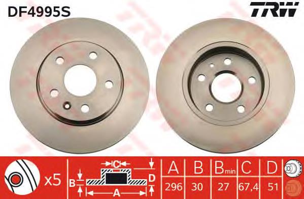 Disco de freno DF4995S TRW