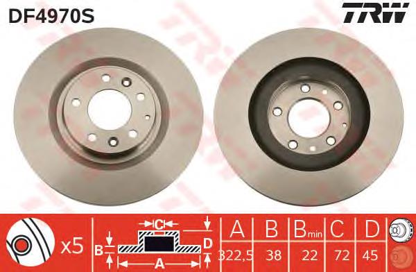 Disco de freno DF4970S TRW