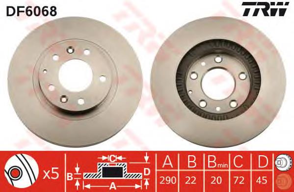 Comprar DF6068 TRW Freno de disco delantero