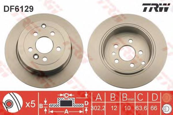 Disco de freno trasero TRW DF6129 precio, desde 37,87 EUR