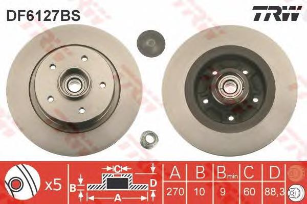 Comprar DF6127BS TRW Disco de freno trasero