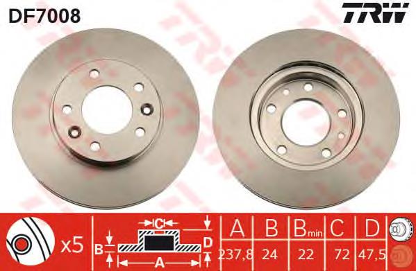 Disco de freno DF7008 TRW