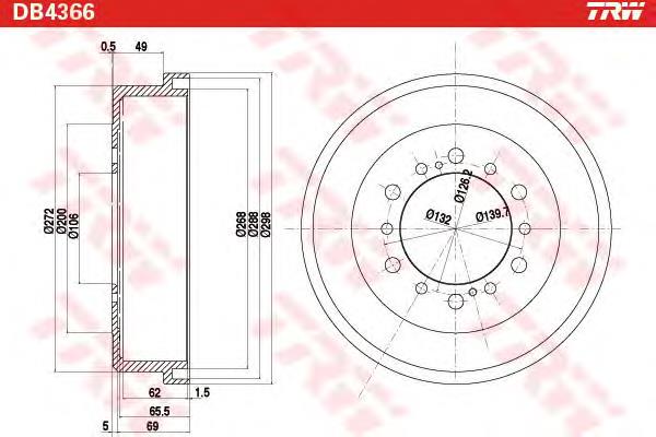 Freno de tambor trasero DB4366 TRW